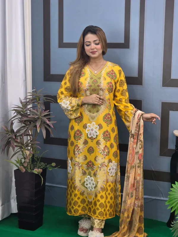 Pakistani Inspired Yellow Lover With Embroidery - Image 4