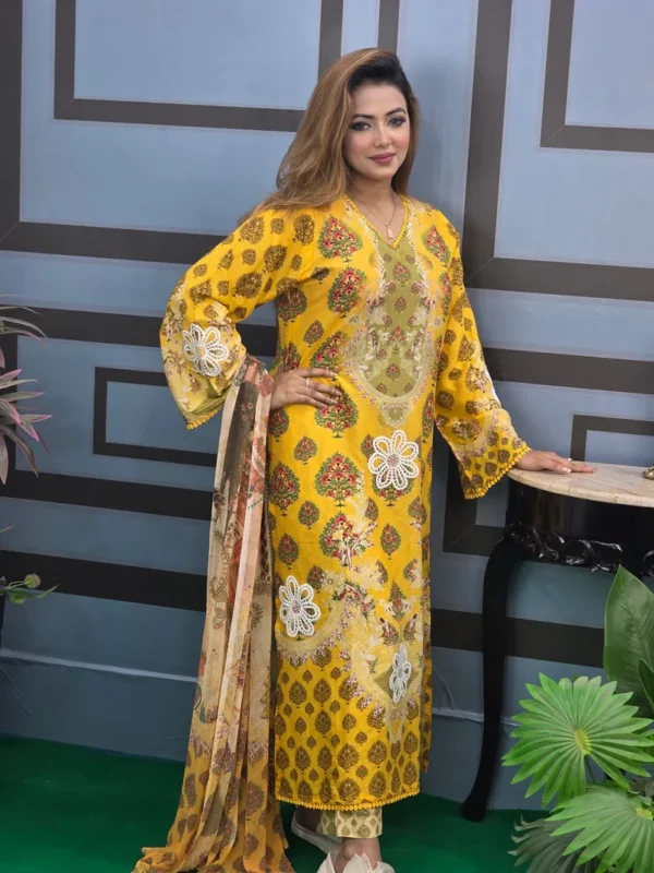 Pakistani Inspired Yellow Lover With Embroidery - Image 6