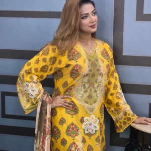 Pakistani Inspired Yellow Lover With Embroidery