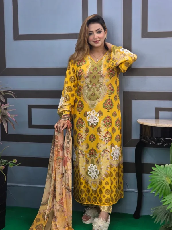 Pakistani Inspired Yellow Lover With Embroidery - Image 5